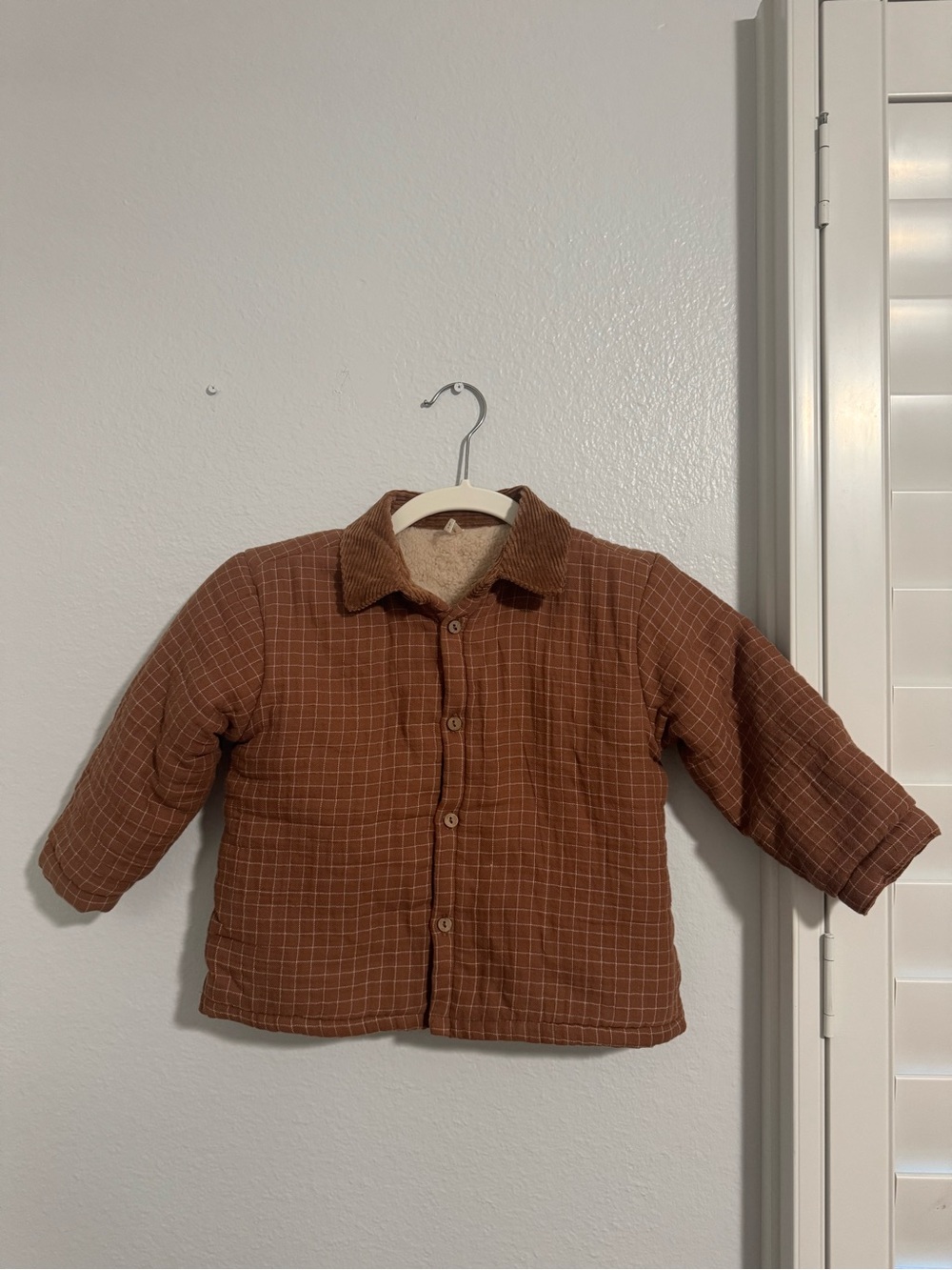 Quincy Mae Toddler Quilted Button-Front Shirt Jacket - Brown Check